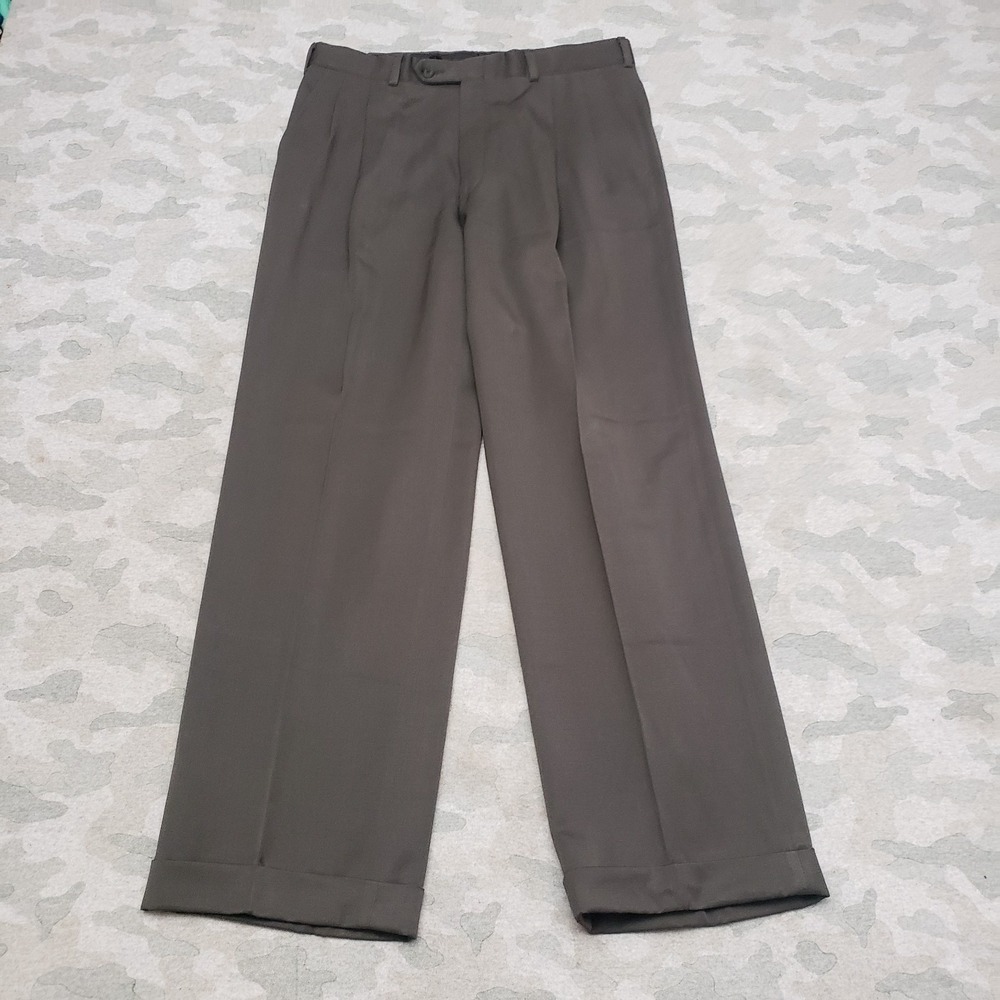 Burberry Dress‎ Pants Mens 32x29 Green Straight Leg Pleated
